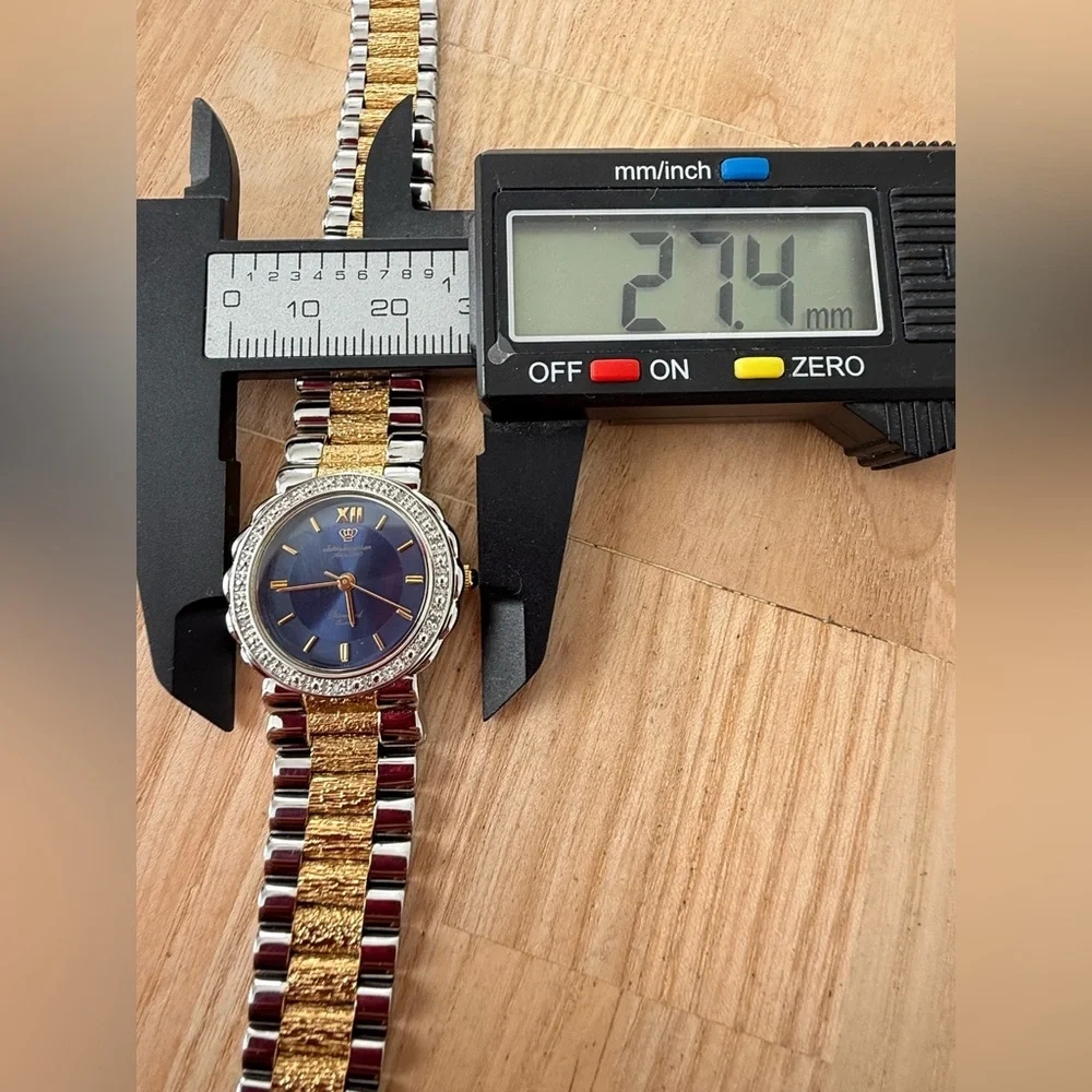 Jules Jurgensen ladies blue dial diamond to tone watch NEW BATTERY